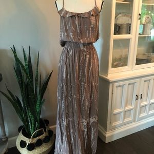 Parker beige tie dye silk maxi dress